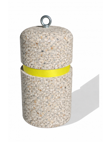 Dissuasore verticale alto in cemento - colore Grigio sabbiato - con fascia CATARIFRANGENTE - cm Ø35x60h - Conforme ai CAM