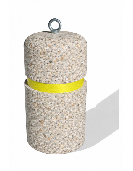 Dissuasore verticale alto in cemento - colore Grigio sabbiato - con fascia CATARIFRANGENTE - cm Ø35x60h - Conforme ai CAM