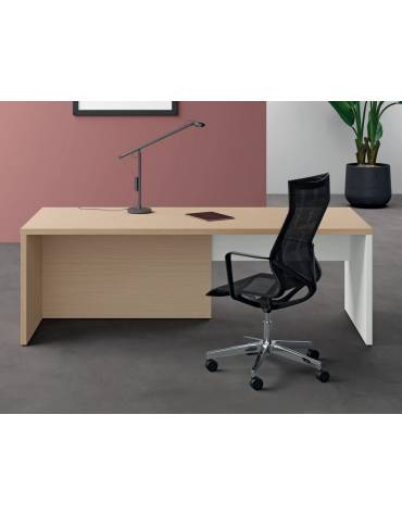 Scrivania presidenziale destra con fianchi e piano in melaminico, spessore piano mm 38 - Colori a scelta - cm 220x90x74h