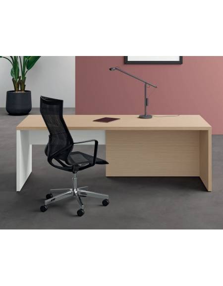 Scrivania presidenziale sinistra con fianchi e piano in melaminico, spessore piano mm 38 - Colori a scelta - cm 180x90x74h