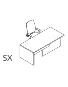 Scrivania presidenziale sinistra con fianchi e piano in melaminico, spessore piano mm 38 - Colori a scelta - cm 220x90x74h