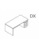 Scrivania presidenziale con cassettiera a destra e fianchi in melaminico, spessore piano mm 38 - Colori a scelta - cm 200x90x74h