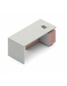 Scrivania presidenziale con cassettiera a destra e fianchi in melaminico, spessore piano mm 38 - Colori a scelta - cm 200x90x74h