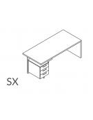 Scrivania presidenziale con cassettiera a sinistra e fianchi in melaminico, spessore piano mm38 -Colori a scelta - cm 200x90x74h