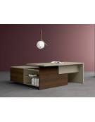 Scrivania presidenziale con servente integrato a destra e fianchi in melaminico - Colori a scelta - cm 180x193.8x74h