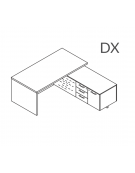 Scrivania presidenziale con servente integrato a destra e fianchi in melaminico - Colori a scelta - cm 180x193.8x74h