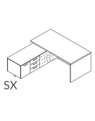 Scrivania presidenziale con servente integrato a sinistra e fianchi in melaminico - Colori a scelta - cm 200x193,8x74h