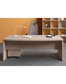 Scrivania con piano sagomato e fianchi pennellati lineari in melaminico, spessore piano mm 38 - Colori a scelta - cm 180x100x74h