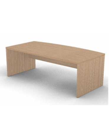 Scrivania con piano sagomato e fianchi pennellati lineari in melaminico, spessore piano mm 38 - Colori a scelta - cm 220x100x74h