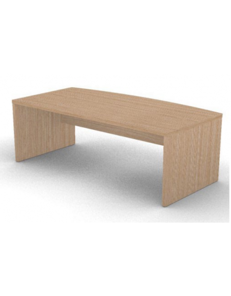 Scrivania con piano sagomato e fianchi pennellati lineari in melaminico, spessore piano mm 38 - Colori a scelta - cm 220x100x74h