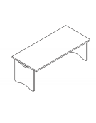 Scrivania con piano lineare e fianchi pennellati sagomati in melaminico, spessore piano mm 38 - Colori a scelta - cm 180x90x74h