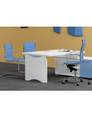 Scrivania con piano lineare e fianchi pennellati sagomati in melaminico, spessore piano mm 38 - Colori a scelta - cm 180x90x74h