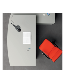 Scrivania con piano e fianchi pennellati sagomati in melaminico, spessore piano mm 38 - Colori a scelta - cm 220x100x74h