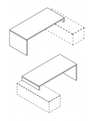 Scrivania per servente con piano lineare e gamba pennellata in melaminico, spessore piano mm38 - Colori a scelta - cm 160x90x74h