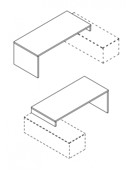 Scrivania per servente con piano lineare e gamba pennellata in melaminico, spessore piano mm38 - Colori a scelta - cm 160x90x74h
