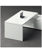 Scrivania per servente con piano lineare e gamba pennellata in melaminico, spessore piano mm38 - Colori a scelta - cm 160x90x74h