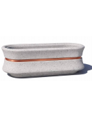 Fioriera ovale in cemento calcestruzzo colore Grigio Travertino - con greca decorativa - cm 130x60x65h - Conforme ai CAM