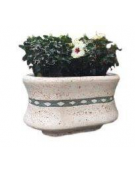 Fioriera ovale in cemento calcestruzzo colore Bianco sabbiato - con greca decorativa - cm 130x60x65h - Conforme ai CAM