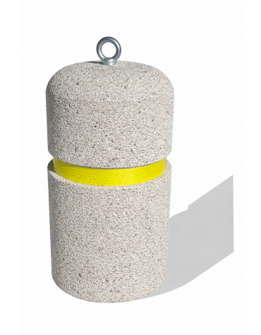 Dissuasore verticale alto in cemento - colore Bianco sabbiato - con fascia CATARIFRANGENTE - cm Ø35x60h - Conforme ai CAM