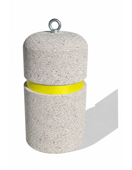 Dissuasore verticale alto in cemento - colore Bianco sabbiato - con fascia CATARIFRANGENTE - cm Ø35x60h - Conforme ai CAM