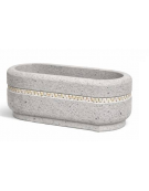 Fioriera ovale per esterno in cemento calcestruzzo colore Grigio sabbiato - con greca decorativa - cm 90x45x45h - Conforme CAM