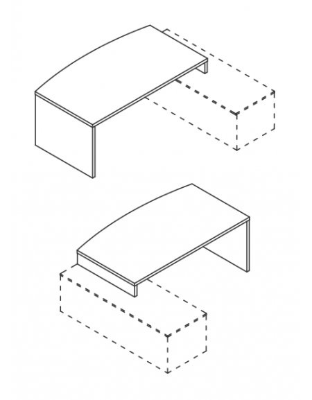 Scrivania per servente, piano sagomato e gamba pennellata in melaminico, spessore piano mm38 - Colori a scelta - cm 200x100x74h