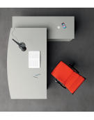 Scrivania per servente, piano sagomato e gamba pennellata in melaminico, spessore piano mm38 - Colori a scelta - cm 200x100x74h