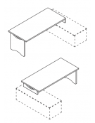 Scrivania per servente con piano lineare e gamba sagomata in melaminico, spessore piano mm 38 - Colori a scelta - cm 160x90x74h
