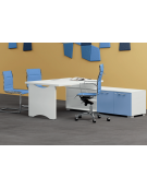 Scrivania per servente con piano lineare e gamba sagomata in melaminico, spessore piano mm 38 - Colori a scelta - cm 180x90x74h