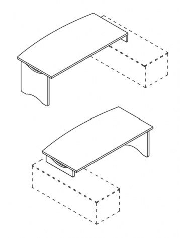 Scrivania per servente con piano e gamba sagomati in melaminico, spessore piano mm 38 - Colori a scelta - cm 180x100x74h
