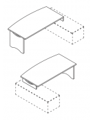 Scrivania per servente con piano e gamba sagomati in melaminico, spessore piano mm 38 - Colori a scelta - cm 200x100x74h