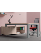 Scrivania con piano lineare in melaminico spessore mm 38 e struttura metallica - Colori a scelta - cm 200x90x74h