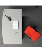 Scrivania con piano sagomato in melaminico spessore mm 38 e struttura metallica - Colori a scelta - cm 200x100x74h