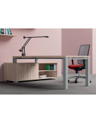 Scrivania per servente con piano lineare in melaminico spessore mm 38 e struttura metallica - Colori a scelta - cm 200x90x74h