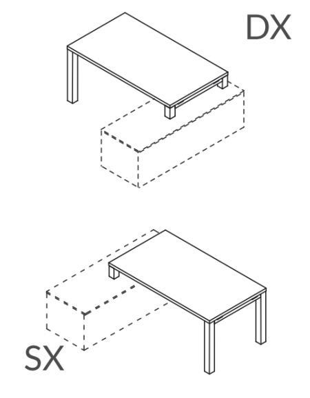 Scrivania per servente con piano lineare in melaminico spessore mm 38 e struttura metallica - Colori a scelta - cm 200x90x74h
