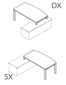 Scrivania per servente con piano sagomato in melaminico spessore mm 38 e struttura metallica - Colori a scelta - cm 200x100x74h
