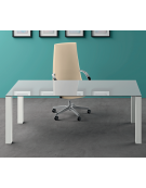 Scrivania direzionale con piano in vetro e struttura metallica - Colori a scelta - cm 180x90x72h