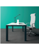 Scrivania direzionale con piano in vetro e struttura metallica - Colori a scelta - cm 180x90x72h