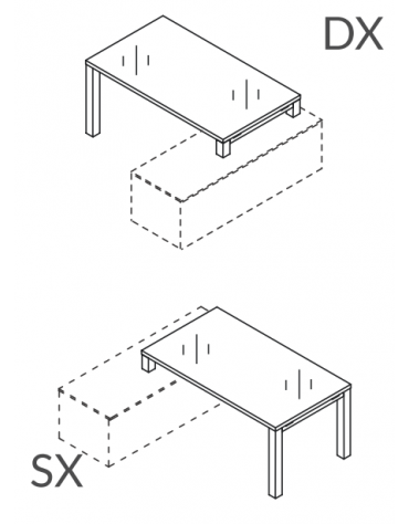Scrivania direzionale per servente con piano in vetro e struttura metallica - Colori a scelta - cm 180x90x72h