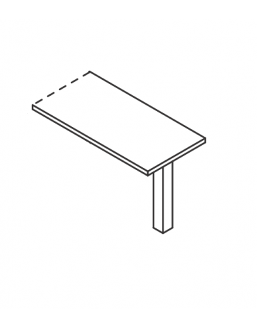 Appendice retta per scrivania con piano melaminico spessore mm 38 e gambone portante in metallo - Colori a scelta - cm 80x60x74h