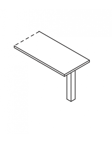 Appendice retta per scrivania con piano melaminico spessore mm 38 e gambone portante in metallo - Colori a scelta - cm 80x60x74h