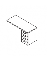 Appendice retta per scrivania con piano melaminico spessore mm 38 e cassettiera portante - Colori a scelta - cm 140x60x74h