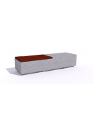 Panchina rettangolare monoblocco in cemento con mezza seduta in legno - colore Bianco sabbiato - cm 200x60x45h - CAM