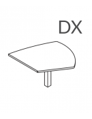 Appendice sagomata destra per scrivania con piano melaminico e gambone portante in metallo - Colori a scelta - cm 109x134x74h