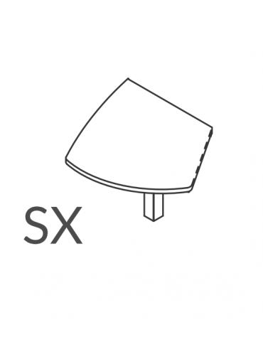 Appendice sagomata sinistra per scrivania con piano melaminico e gambone portante in metallo - Colori a scelta - cm 109x134x74h