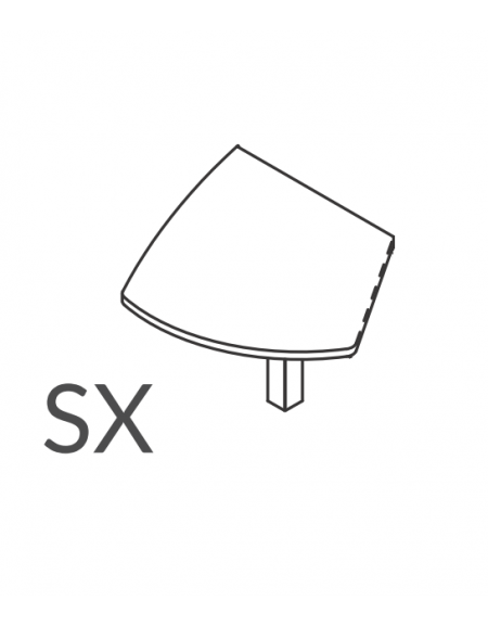 Appendice sagomata sinistra per scrivania con piano melaminico e gambone portante in metallo - Colori a scelta - cm 109x134x74h