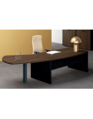 Appendice sagomata sinistra per scrivania con piano melaminico e gambone portante in metallo - Colori a scelta - cm 109x134x74h