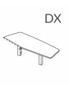 Appendice sagomata destra per scrivania con piano melaminico e gamboni portanti in metallo - Colori a scelta - cm 213x79x74h