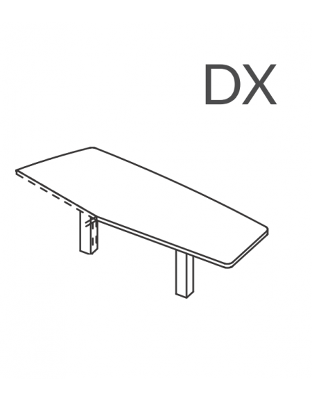 Appendice sagomata destra per scrivania con piano melaminico e gamboni portanti in metallo - Colori a scelta - cm 213x79x74h