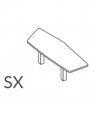 Appendice sagomata sinistra per scrivania con piano melaminico e gamboni portanti in metallo - Colori a scelta - cm 213x79x74h